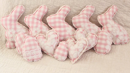 PINK EMBROIDERED CHECK  BUNNY