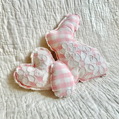 PINK EMBROIDERED CHECK EASTER TRIO