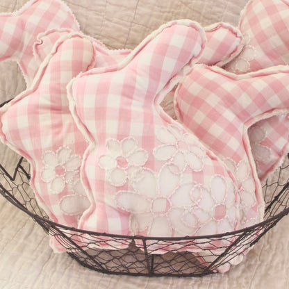 PINK EMBROIDERED CHECK  BUNNY