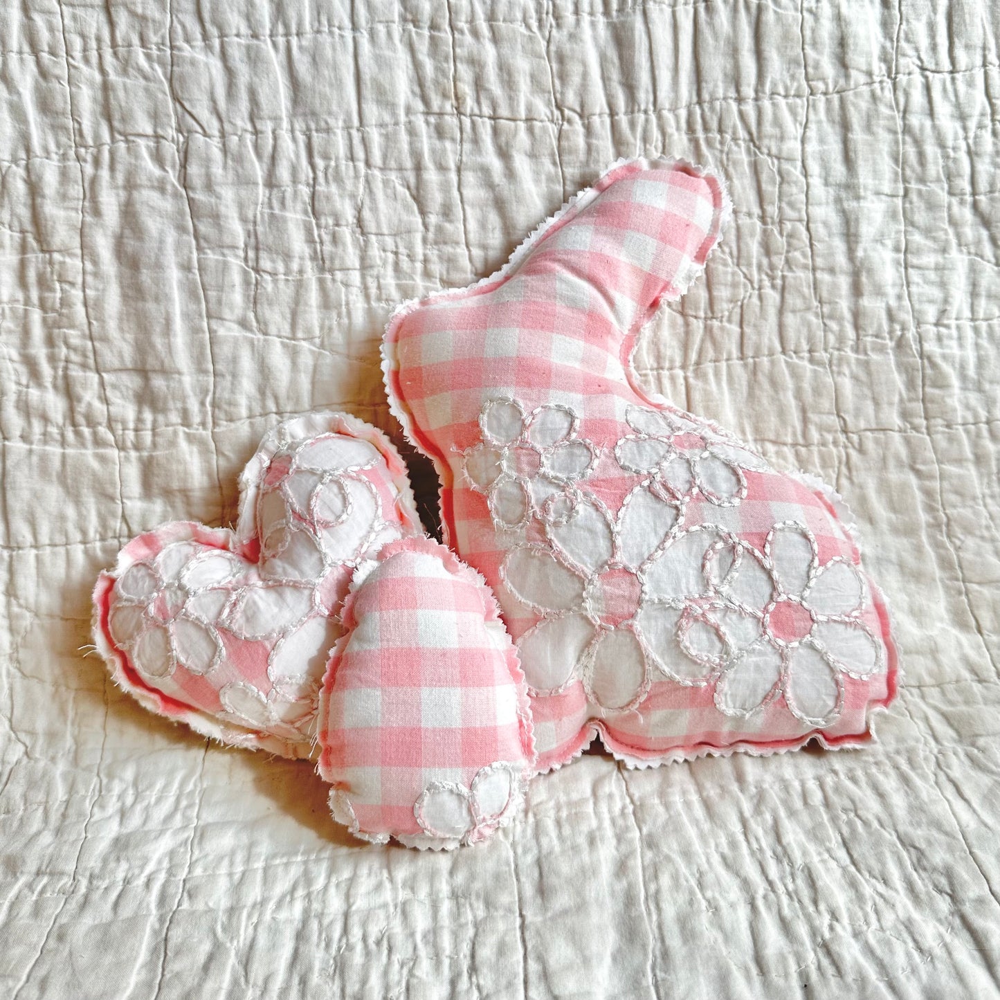 PINK EMBROIDERED CHECK EASTER TRIO