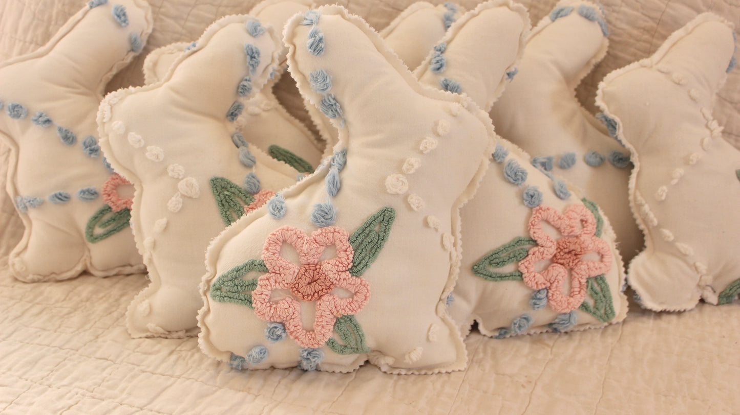 VINTAGE FLORAL CHENILLE BUNNY