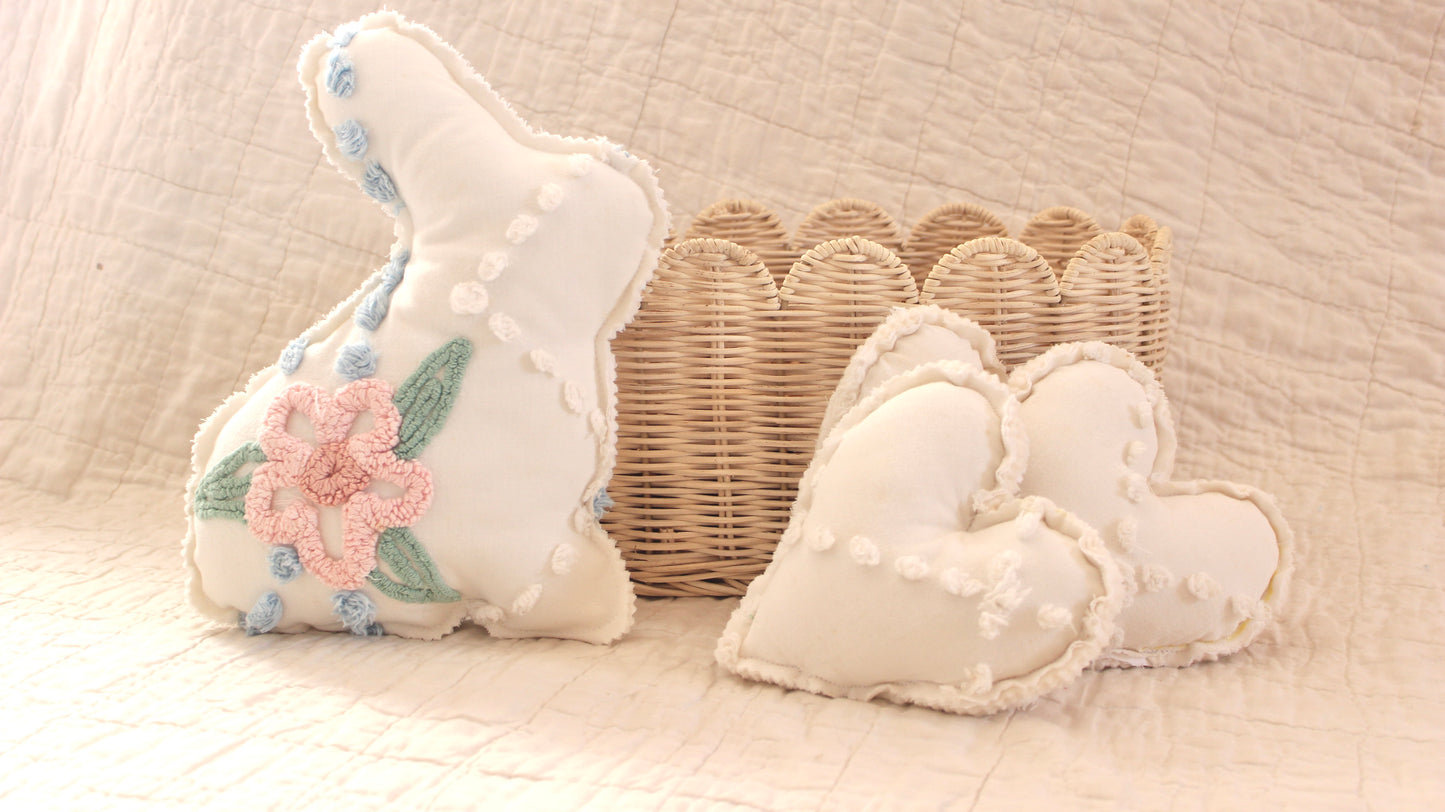 VINTAGE FLORAL CHENILLE BUNNY