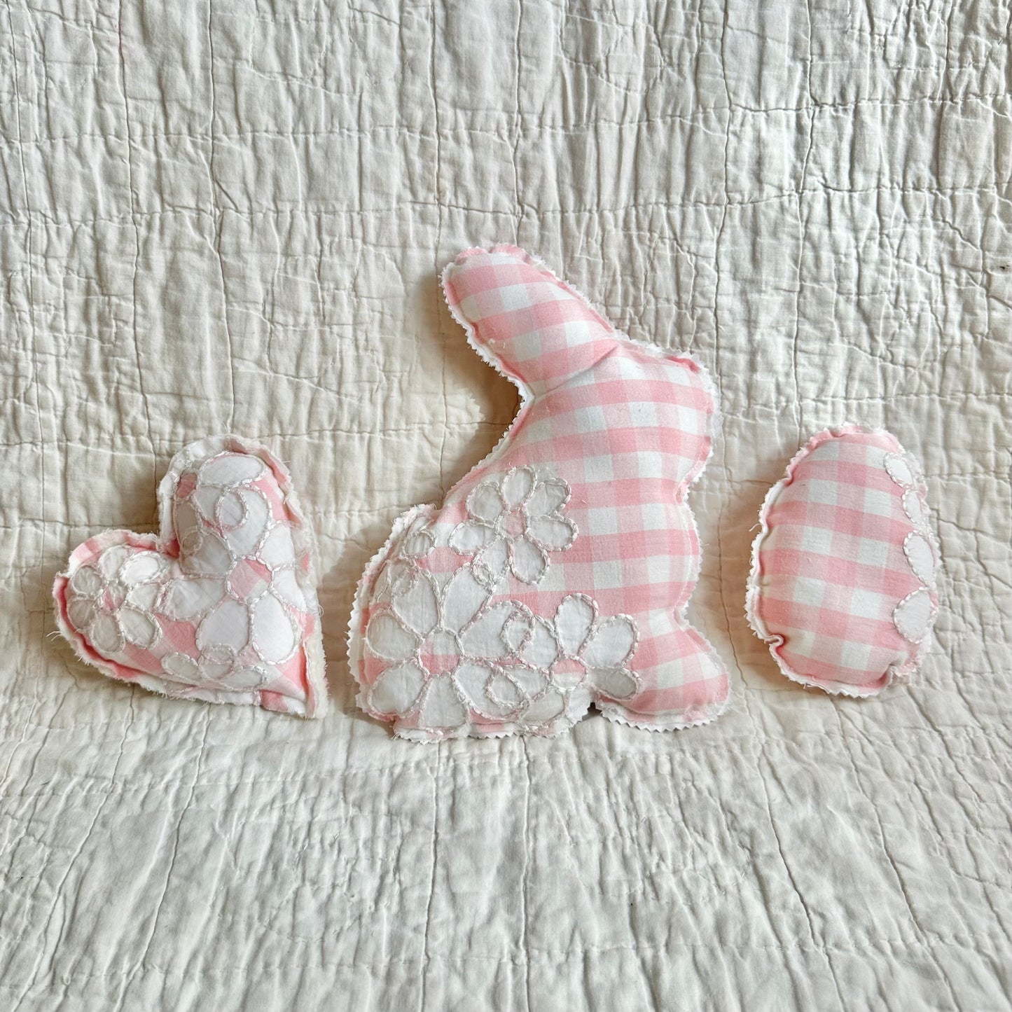 PINK EMBROIDERED CHECK EASTER TRIO