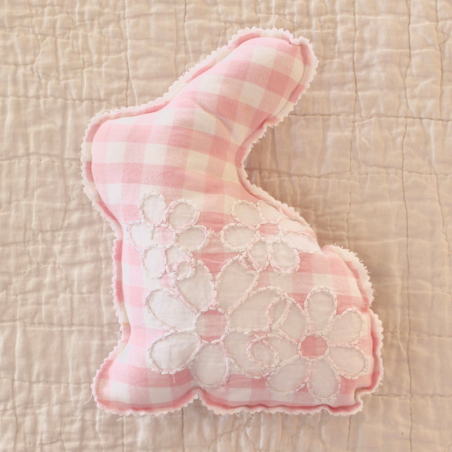 PINK EMBROIDERED CHECK  BUNNY