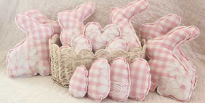 PINK EMBROIDERED CHECK  BUNNY