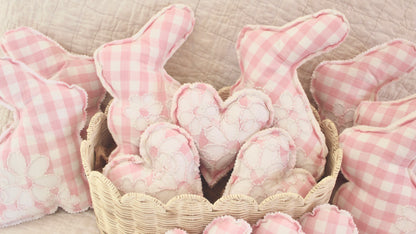 PINK EMBROIDERED CHECK  BUNNY