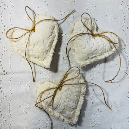 Vintage Chenille Plush Hearts Trio