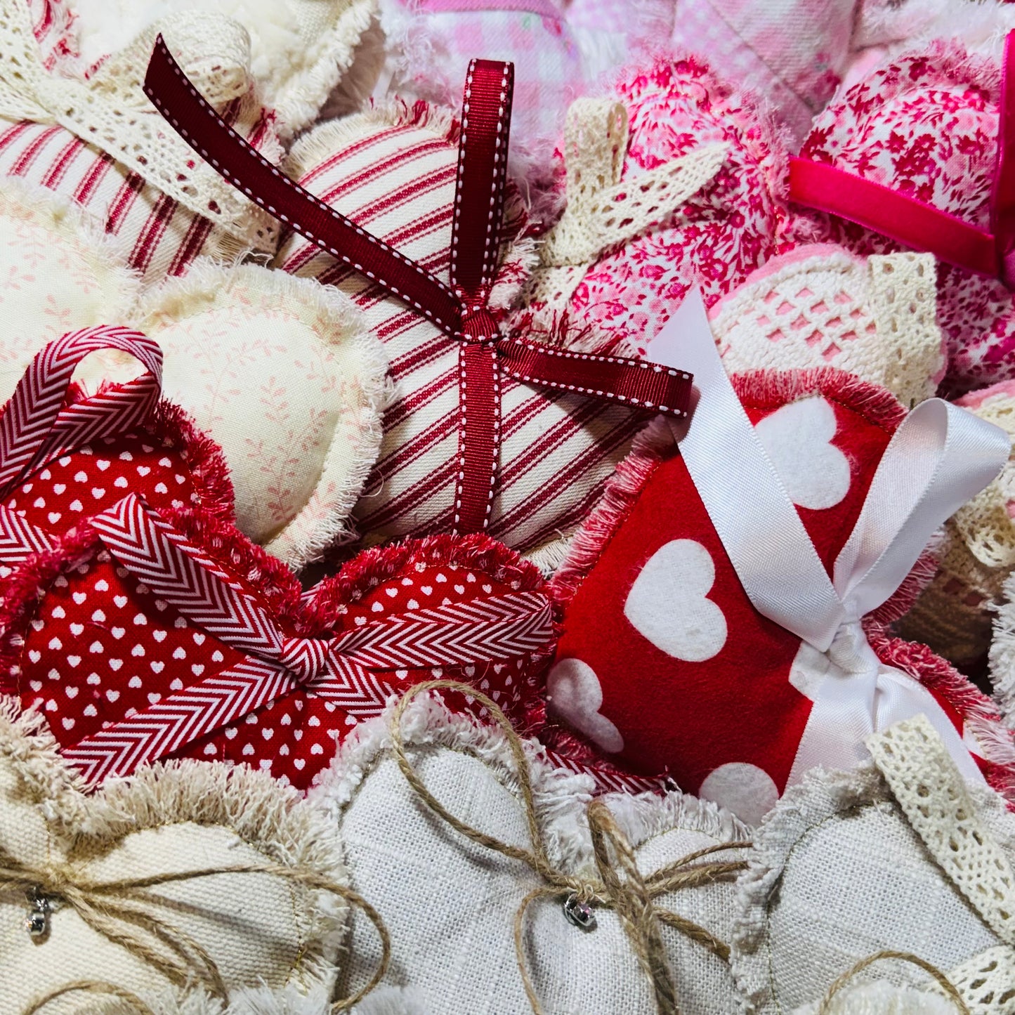 Vintage Chenille Plush Hearts Trio