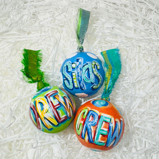 Set of 3 Hand painted, Paper Mache Ornaments, DAKRI Sinclair Ornaments