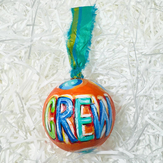 PAPER MACHE BAUBLE, ORANGE