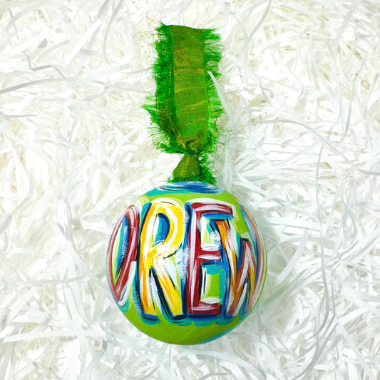 PAPER MACHE BAUBLE, GREEN