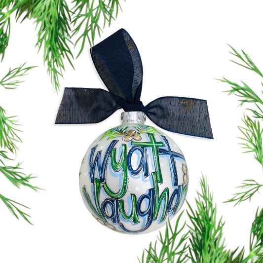 BLUE and GREEN NAME ORNAMENT