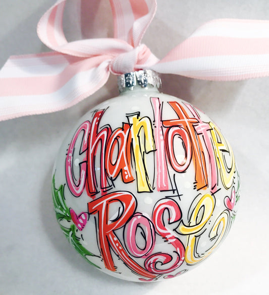 ORANGE and PINK PERSONALIZED ORNAMENT