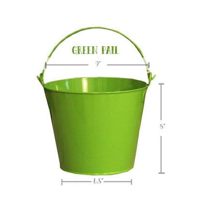 PAIL, GREEN FLOWERS BUCKET